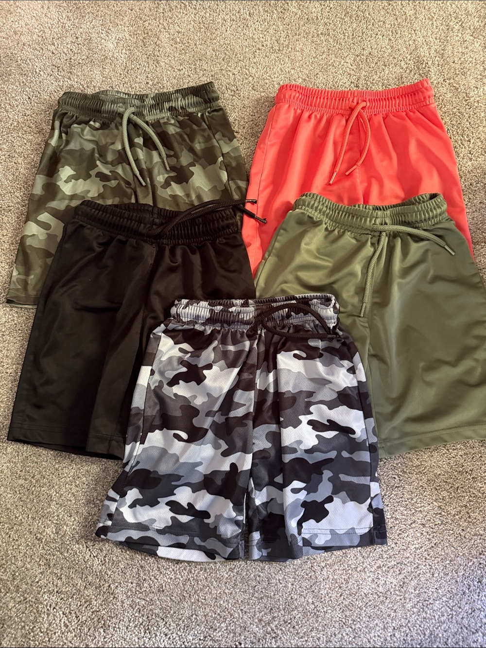 Children’s Place Boys Shorts Mix - Olive Green, Black, Coral, Gray Camo